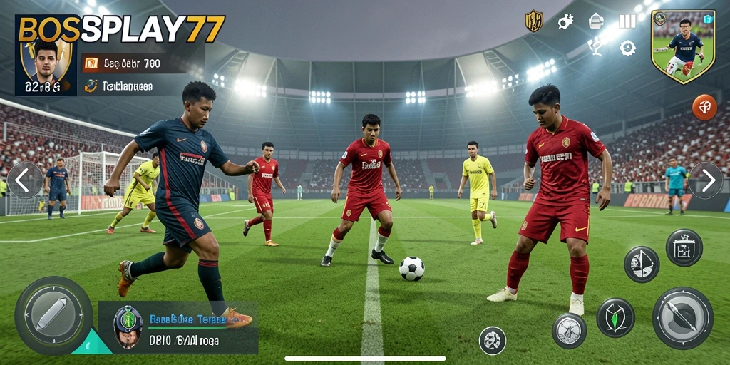 Tampilan gameplay menarik di BOSPLAY77 dengan momen-momen seru di lapangan.