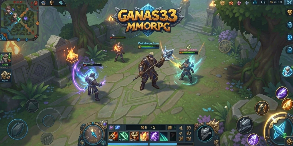 Tampilan screenshot menampilkan aksi pertempuran epik di dunia MMORPG.