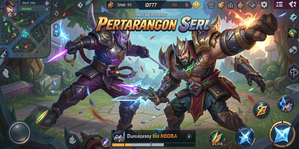 Tampilan gameplay seru di arena MOBA IDR77.
