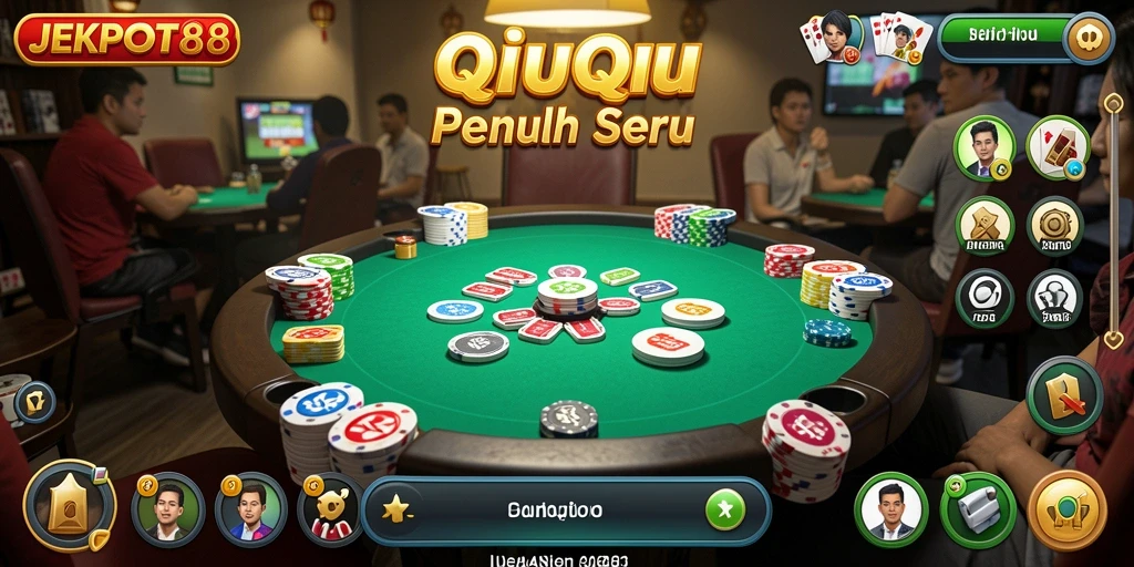 Screenshot gameplay JEKPOT88 menampilkan sesi QiuQiu yang mendebarkan.
