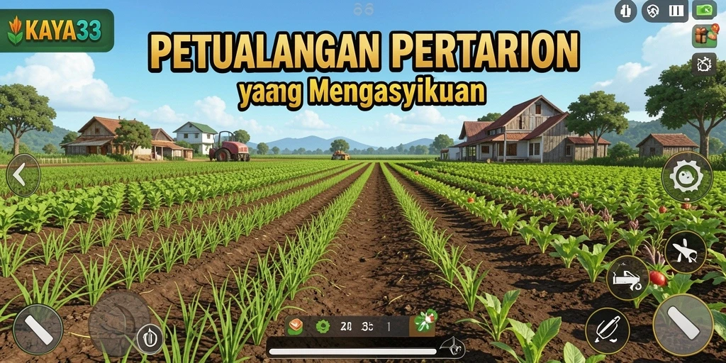 Screenshot gameplay KAYA33 yang menampilkan suasana ladang yang subur.
