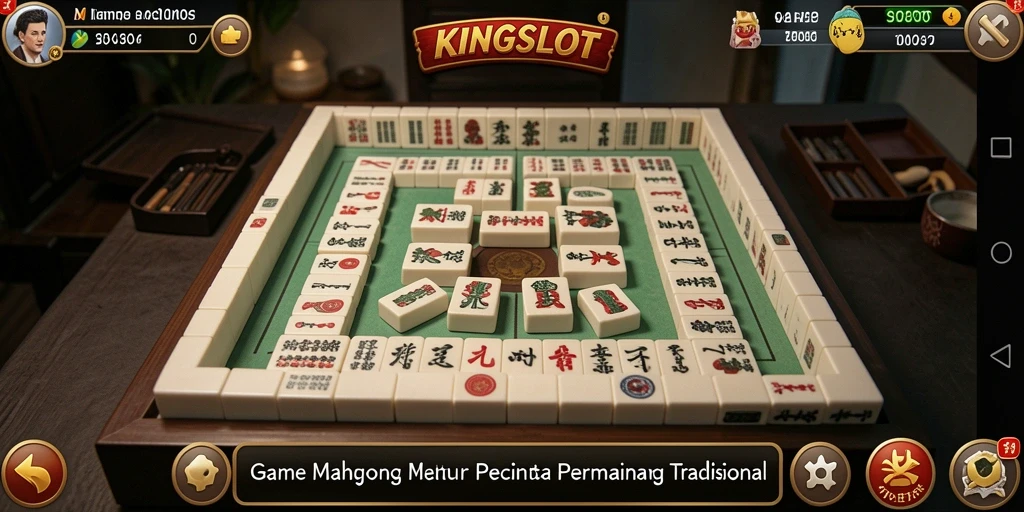Screenshot gameplay utama KINGSLOT menampilkan suasana seru permainan Mahjong.