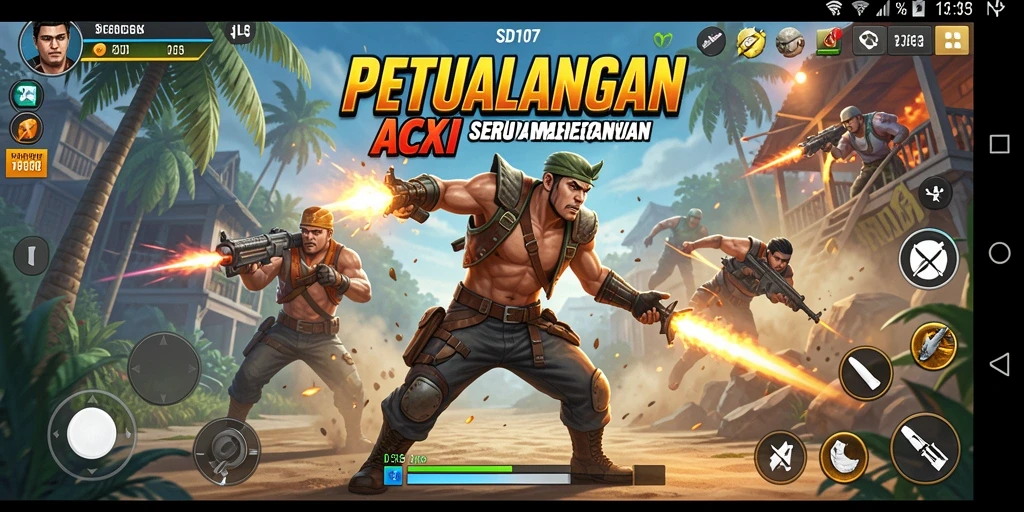 Screenshot gameplay SD107 menunjukkan aksi seru dan karakter menegangkan.