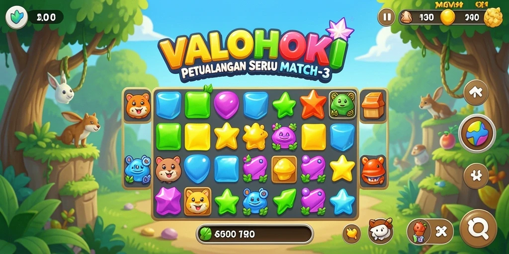 Tampilan gameplay <strong>VALOHOKI</strong> yang penuh warna dan menantang.